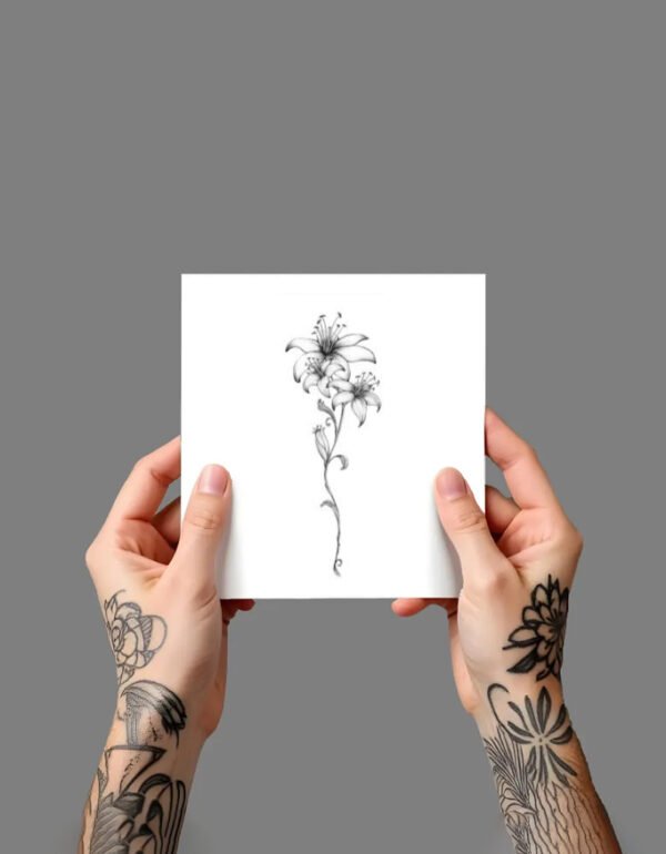 FLOWER_2 Premium Temporary Tattoo (2.5x7 Inches)