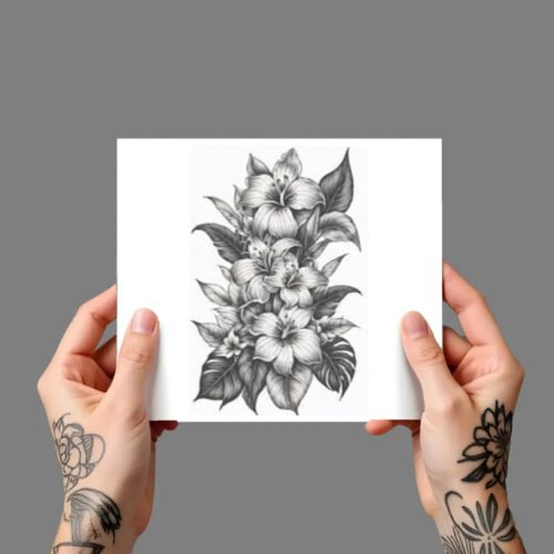 FLOWER_5 Premium Temporary Tattoo (5x7.5 Inches)