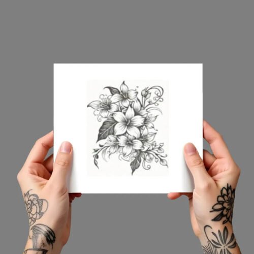 FLOWER_6 Premium Temporary Tattoo (5x7.5 Inches)