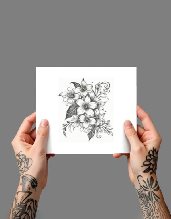 FLOWER_6 Premium Temporary Tattoo (5x7.5 Inches)