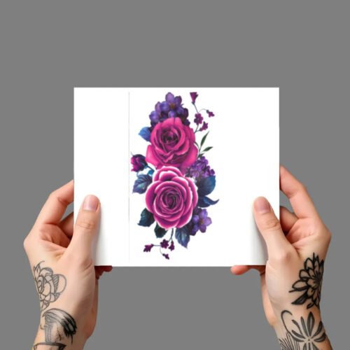 ROSES PREMIUM COLOURED Temporary Tattoo BUNCH OF ROSES